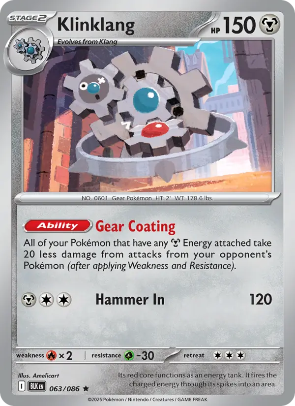 Klinklang Rare Pokemon card #063 from Black Bolt