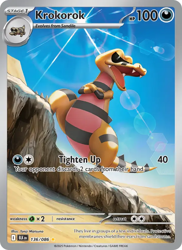 Krokorok Illustration rare Pokemon card #136 from Black Bolt