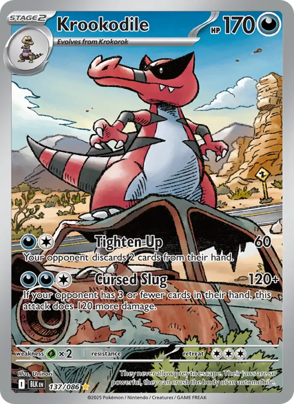 Krookodile Illustration rare Pokemon card #137 from Black Bolt