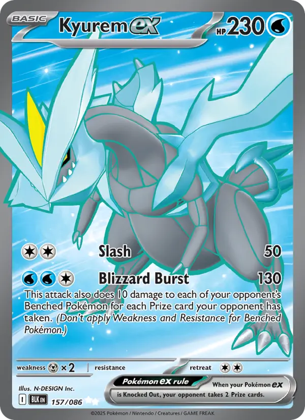 Kyurem ex Ultra Rare Pokemon card #157 from Black Bolt