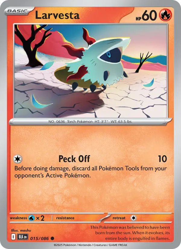 Larvesta Common Pokemon card #015 from Black Bolt