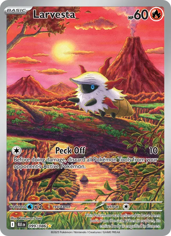 Larvesta Illustration rare Pokemon card #099 from Black Bolt