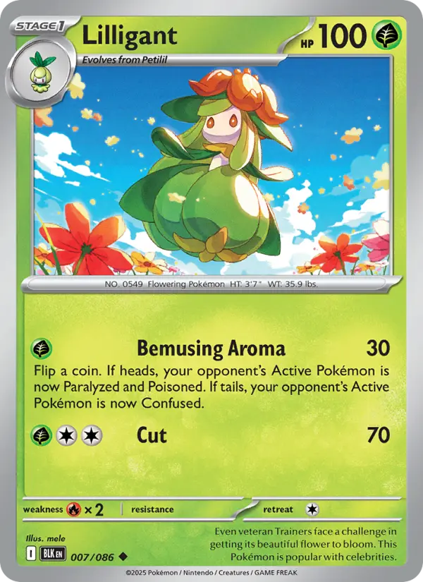 Lilligant Uncommon Pokemon card #007 from Black Bolt