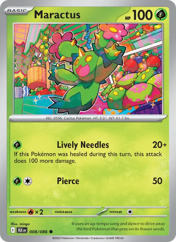 Maractus Common Pokemon card #008 from Black Bolt