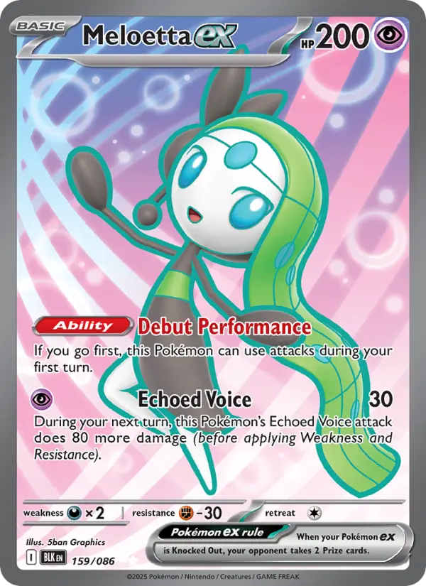 Meloetta ex Ultra Rare Pokemon card #159 from Black Bolt