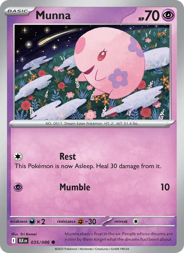 Munna Common Pokemon card #035 from Black Bolt