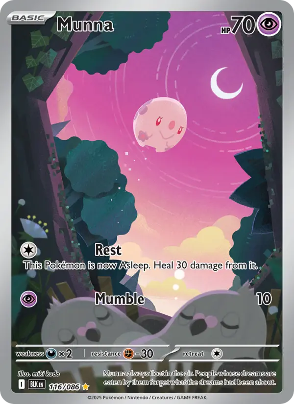 Munna Illustration rare Pokemon card #116 from Black Bolt