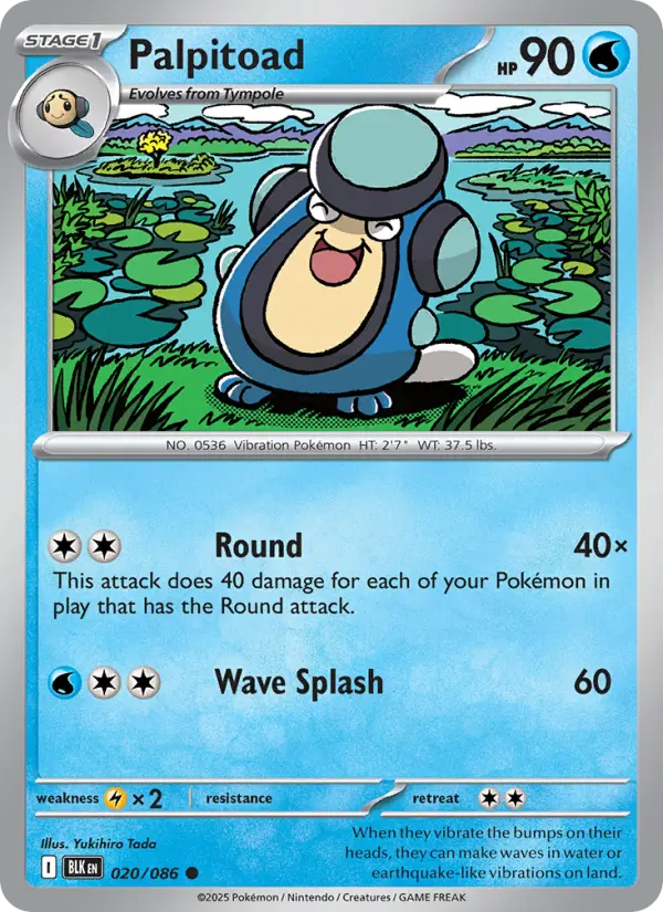 Palpitoad Common Pokemon card #020 from Black Bolt