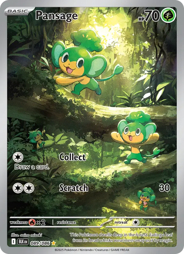 Pansage Illustration rare Pokemon card #089 from Black Bolt