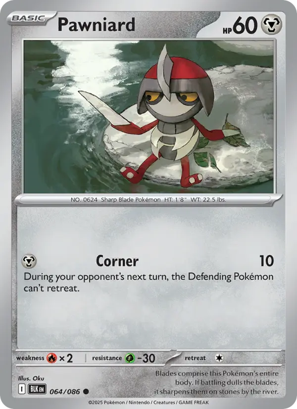 Pawniard Common Pokemon card #064 from Black Bolt
