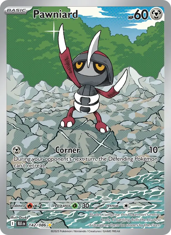 Pawniard Illustration rare Pokemon card #142 from Black Bolt