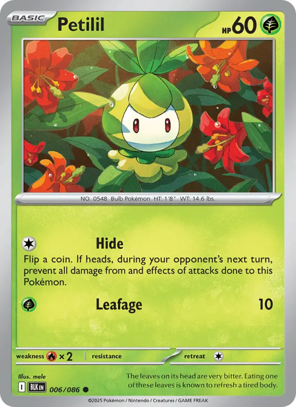 Petilil Common Pokemon card #006 from Black Bolt