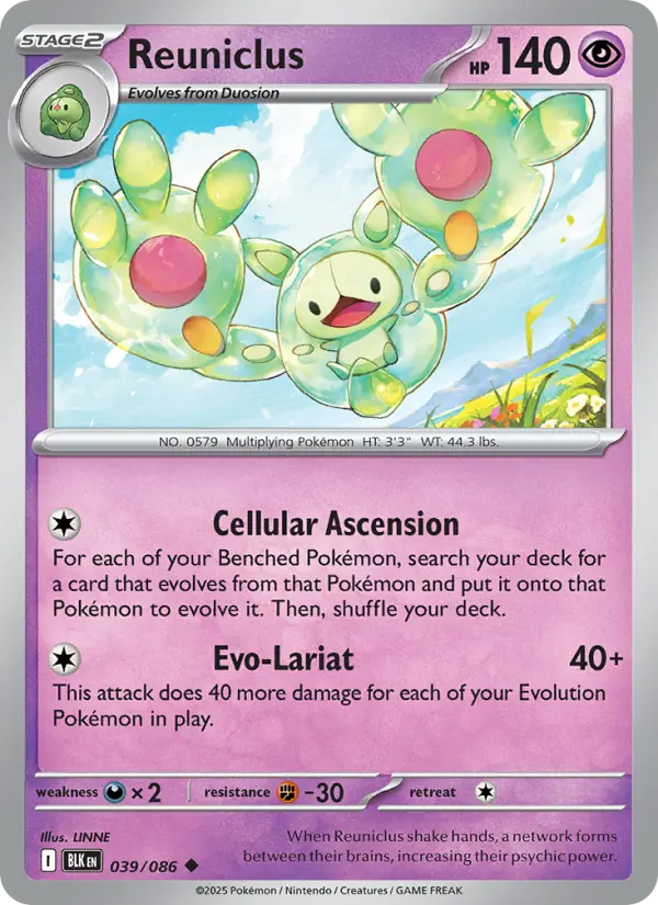 Reuniclus Uncommon Pokemon card #039 from Black Bolt