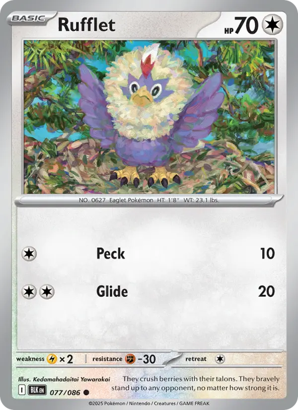 Rufflet Common Pokemon card #077 from Black Bolt