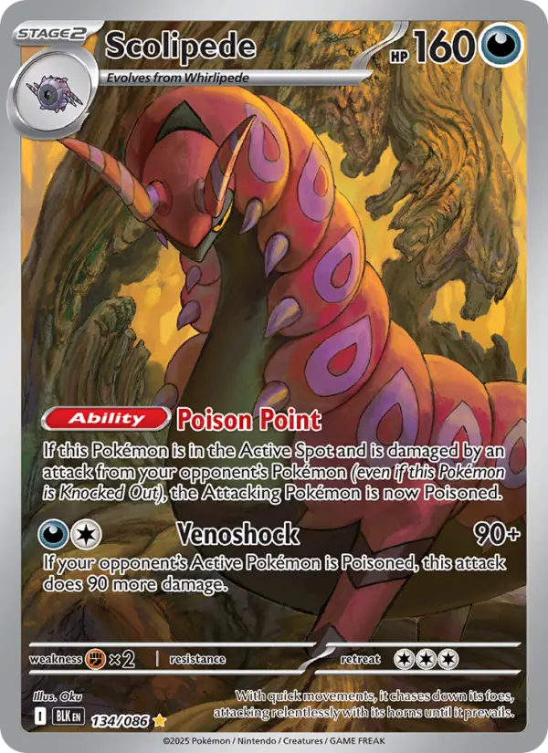 Scolipede Illustration rare Pokemon card #134 from Black Bolt