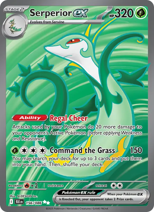 Serperior ex Ultra Rare Pokemon card #156 from Black Bolt