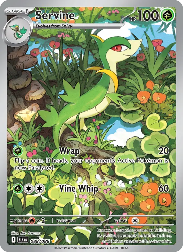 Servine Illustration rare Pokemon card #088 from Black Bolt