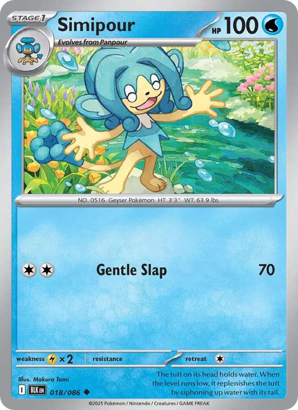 Simipour Uncommon Pokemon card #018 from Black Bolt