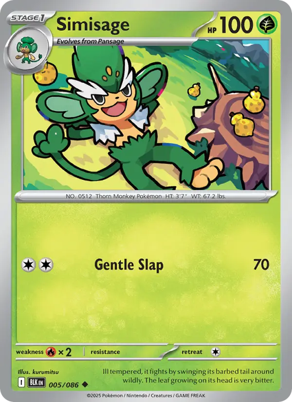 Simisage Uncommon Pokemon card #005 from Black Bolt