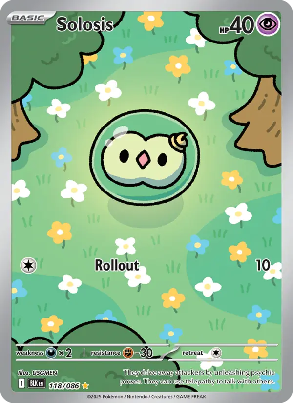 Solosis Illustration rare Pokemon card #118 from Black Bolt