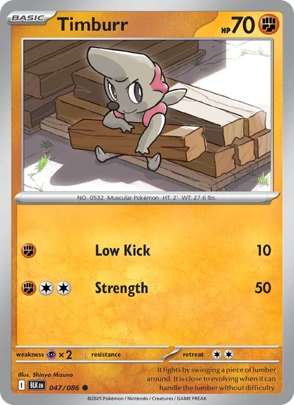 Timburr Common Pokemon card #047 from Black Bolt