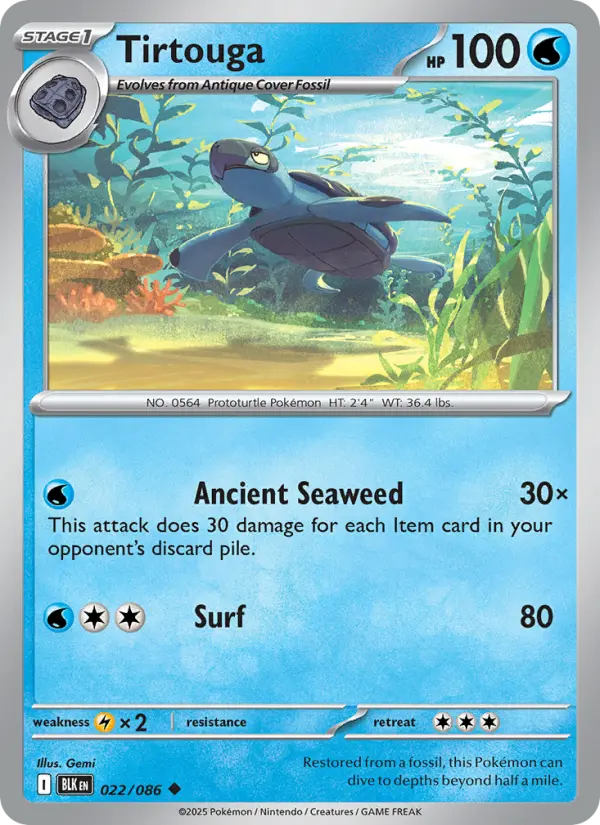 Tirtouga Uncommon Pokemon card #022 from Black Bolt