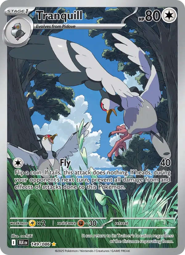 Tranquill Illustration rare Pokemon card #149 from Black Bolt