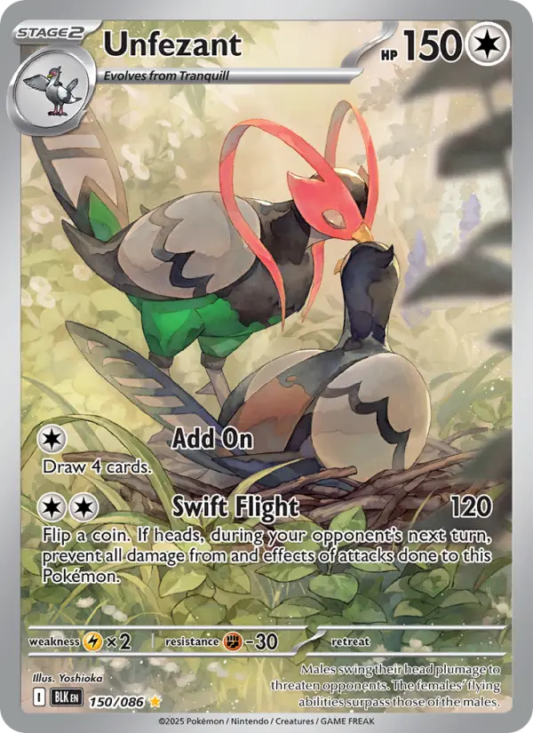 Unfezant Illustration rare Pokemon card #150 from Black Bolt