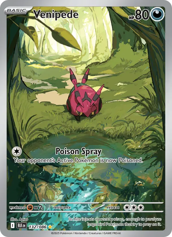 Venipede Illustration rare Pokemon card #132 from Black Bolt