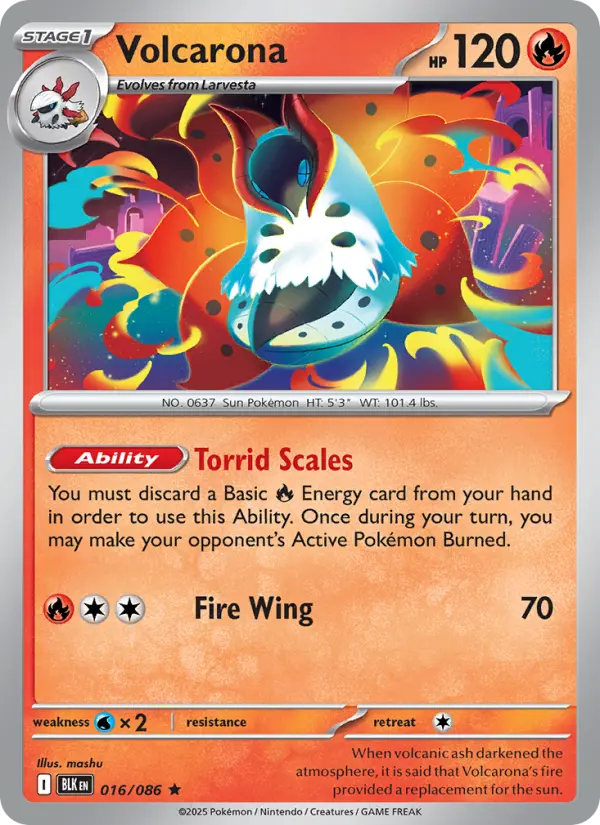 Volcarona Rare Pokemon card #016 from Black Bolt