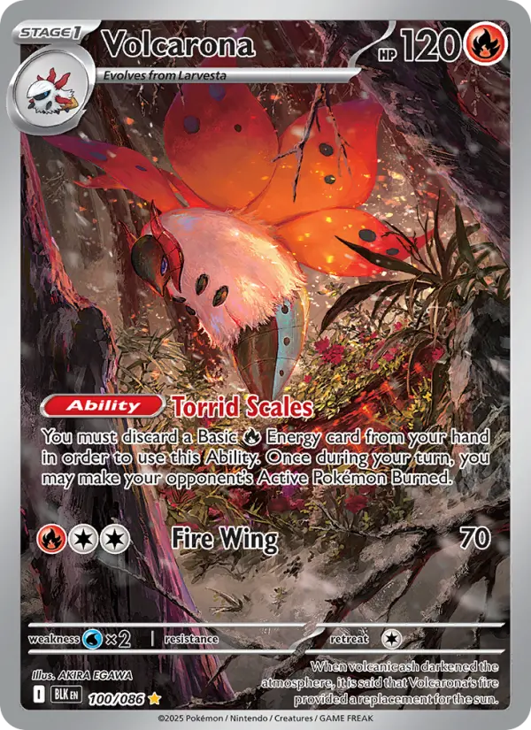 Volcarona Illustration rare Pokemon card #100 from Black Bolt