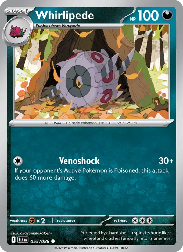Whirlipede Common Pokemon card #055 from Black Bolt