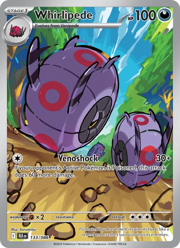 Whirlipede Illustration rare Pokemon card #133 from Black Bolt