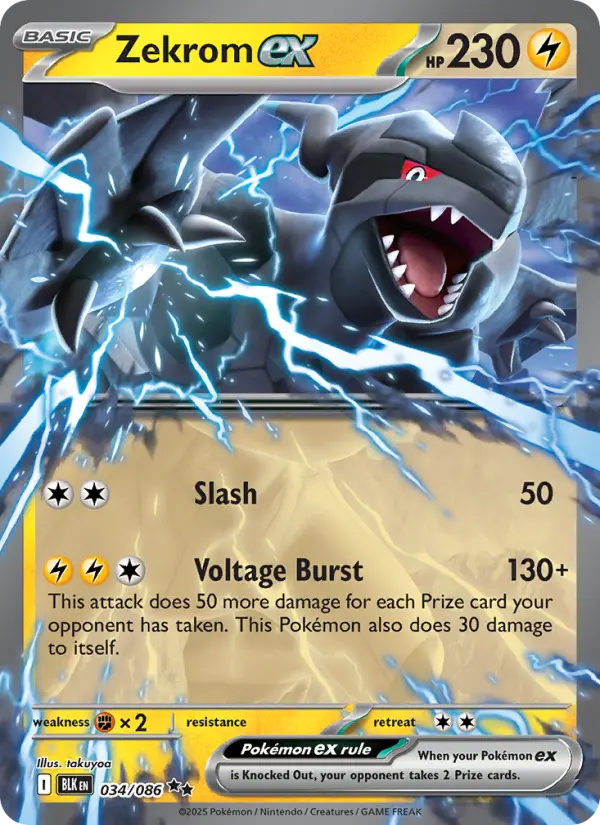 Zekrom ex Double rare Pokemon card #034 from Black Bolt