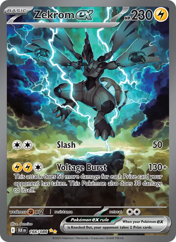 Zekrom ex Special illustration rare Pokemon card #166 from Black Bolt