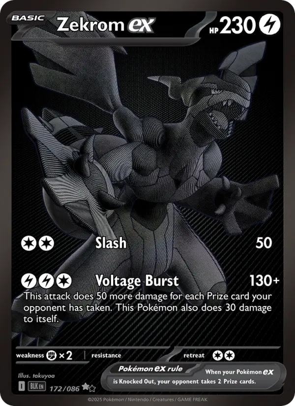 Zekrom ex Black White Rare Pokemon card #172 from Black Bolt