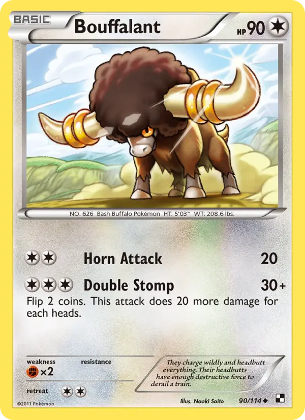 Bouffalant Uncommon Pokemon card #90 from Black & White