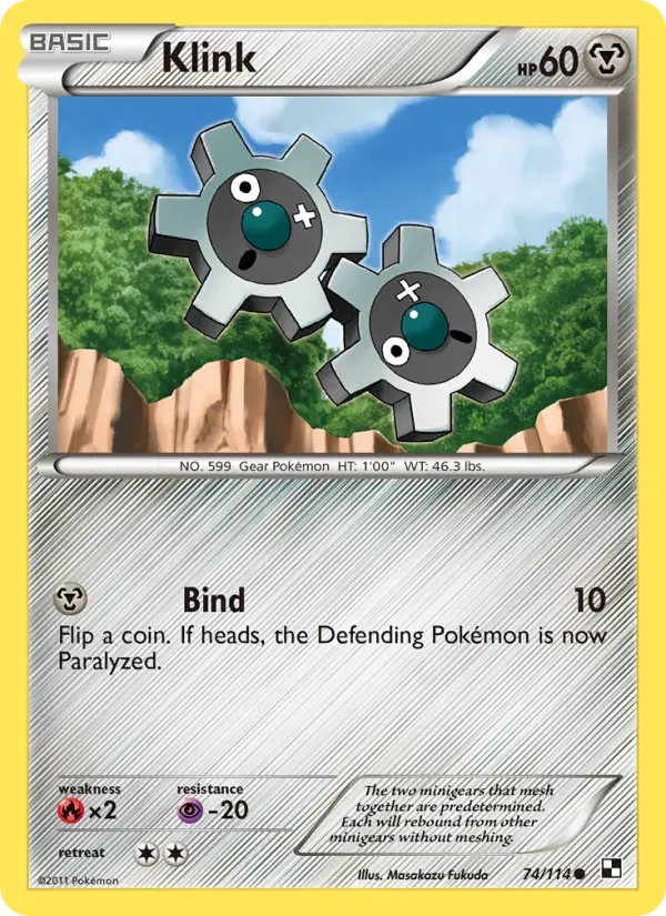 Klink Common Pokemon card #74 from Black & White