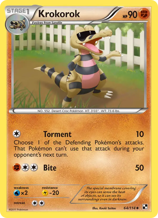 Krokorok Uncommon Pokemon card #64 from Black & White