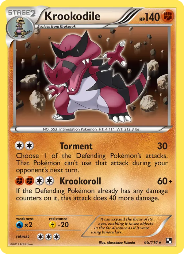 Krookodile Rare Pokemon card #65 from Black & White