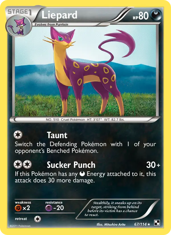 Liepard Rare Pokemon card #67 from Black & White