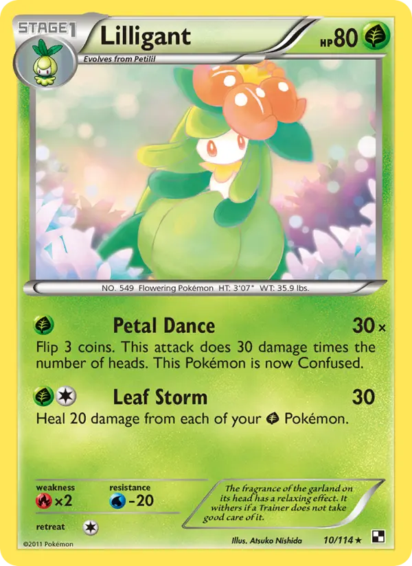 Lilligant Rare Pokemon card #10 from Black & White