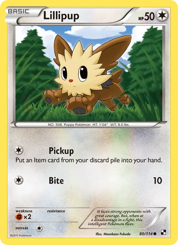 Lillipup Common Pokemon card #80 from Black & White