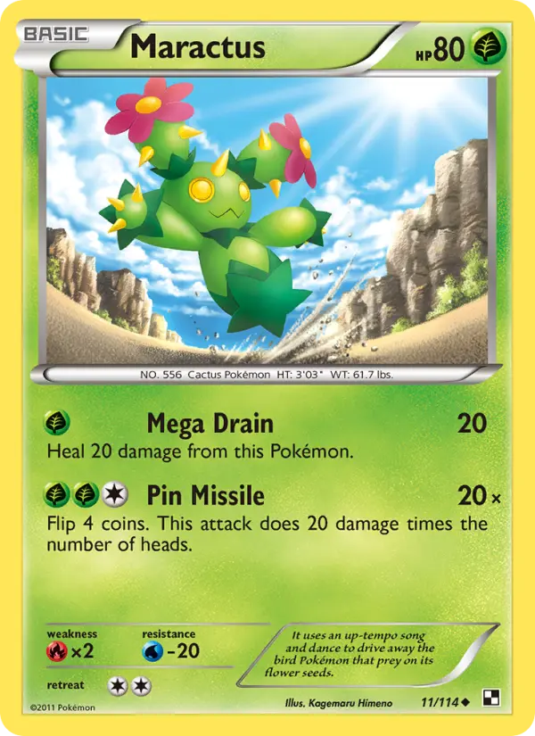 Maractus Uncommon Pokemon card #11 from Black & White