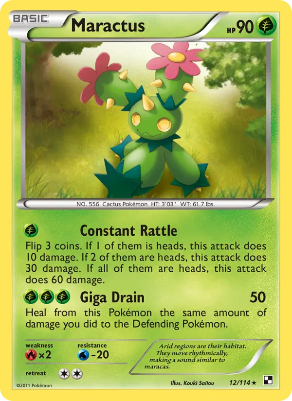 Maractus Rare Pokemon card #12 from Black & White