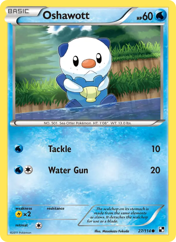 Oshawott Common Pokemon card #27 from Black & White