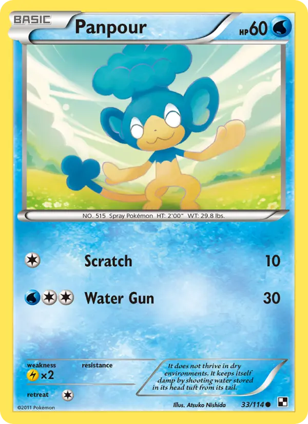 Panpour Common Pokemon card #33 from Black & White