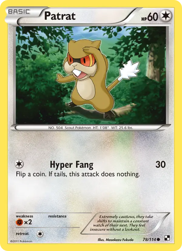 Patrat Common Pokemon card #78 from Black & White