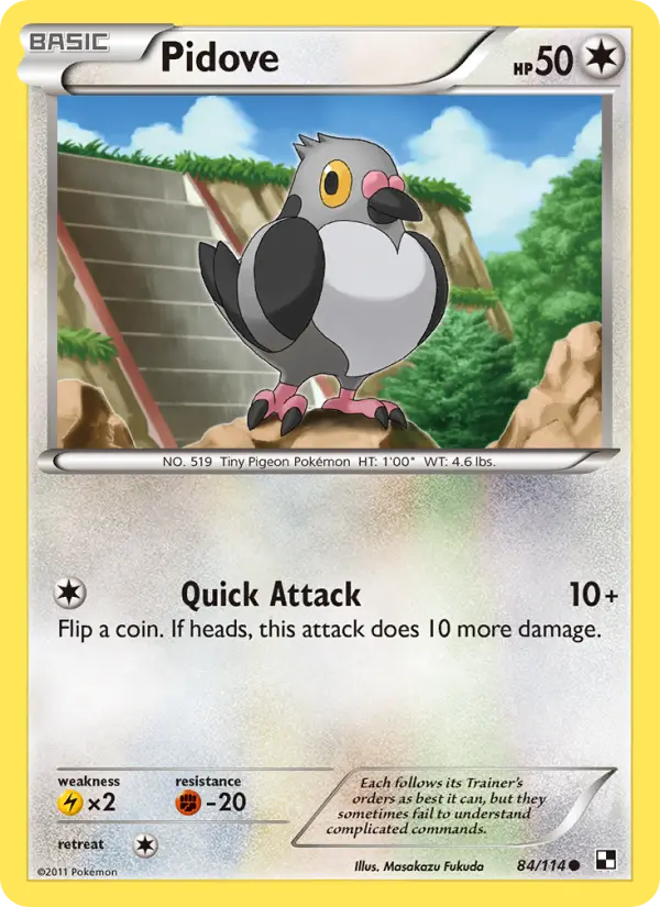 Pidove Common Pokemon card #84 from Black & White