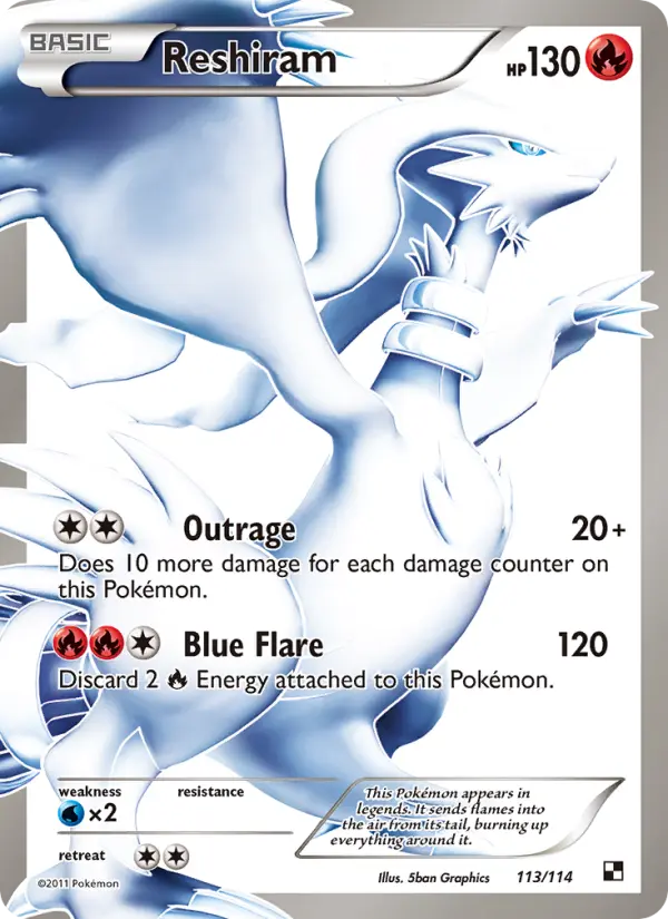 Reshiram Ultra Rare Pokemon card #113 from Black & White